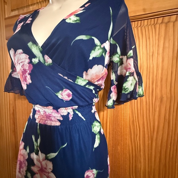 Kate and Lily Navy Pink Green Floral Rose Tiered Maxi Dress – Women’s Size 6 - Picture 2 of 9